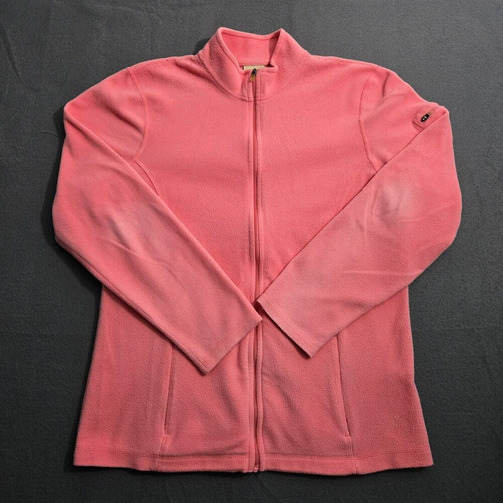 L.L. Bean Jacket Women M Reg Pink Classic Fleece Lightweight Full Zip